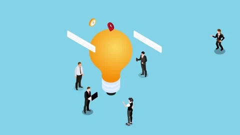 Creative Idea and Team Collaboration 3d animation cartoon Stock Footage 302533201