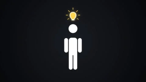 Creative Idea Animation with Stick Figure and Glowing Lightbulb 4K Vídeo Stock 339029462