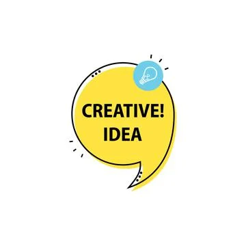 Creative idea in art style. Banner with creative idea on white background. Ve Stock Illustration