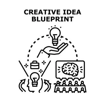 Creative idea blueprint developing business innovation thinking Stock Illustration