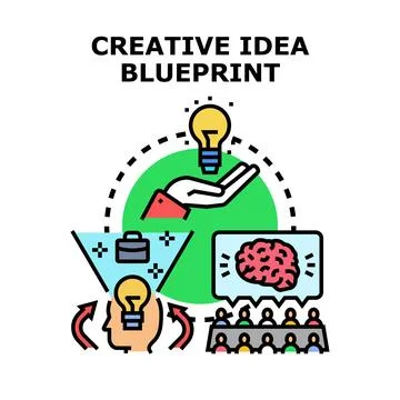 Creative idea blueprint developing business innovation thinking Stock Illustration