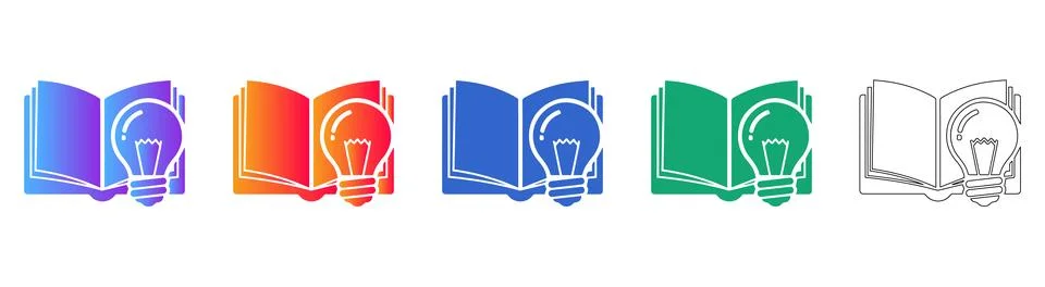 Creative Idea Book Learning Icon Set Stock Illustration