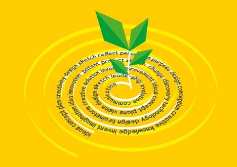 Creative idea born after a brainstorming session. Layout plant with the text Stock Illustration