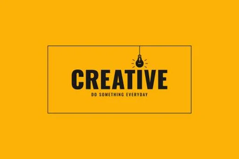 Creative idea bulb banner on yellow background Stock Illustration