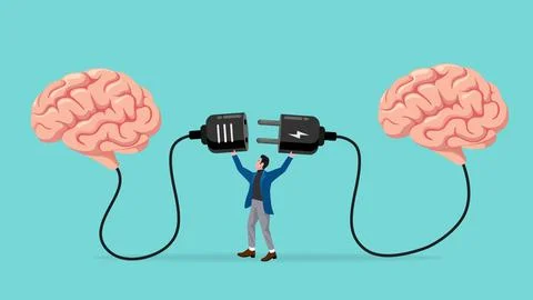 Creative idea collaboration, collaborative thinking to make new innovation .. Stock Illustration