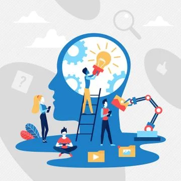 Creative idea concept with abstract head of thinking person Stock Illustration