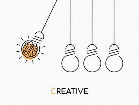 Creative idea concept of brain as light bulb Stock-Illustration