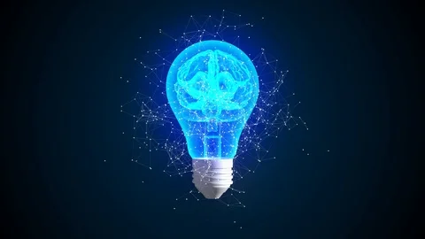 Creative idea concept. Brain in lightbulb animation 3d. Symbol of innovative  Stock Footage 127140257