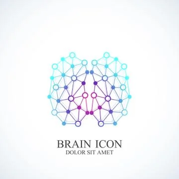 Creative idea concept design brain logotype vector icon. Artificial intelligence Stock Illustration