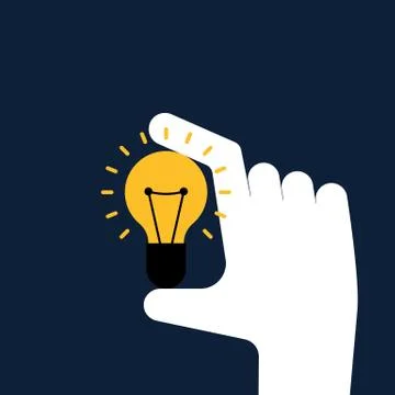 Creative idea concept flat design. Hand holding light bulb Illustrazione stock