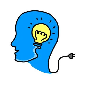 Creative idea concept human head and bulb Stock Illustration