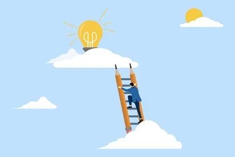 Creative idea concept, inspiration or imagination to create new innovative work. Stock Illustration