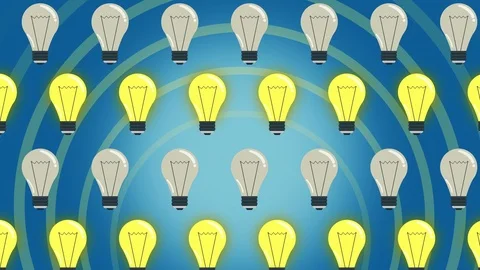 Creative Idea Concept with light bulb background. animation of light bulbs loop Stock Footage 91751843