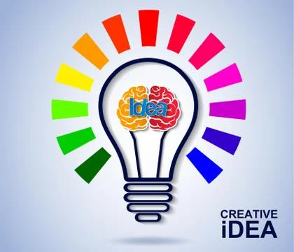 Creative idea concept. light bulb brain colorful icon. business finance. Vect Stock Illustration