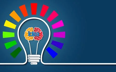 Creative idea concept. light bulb brain colorful icon. business finance. Vect Stock Illustration