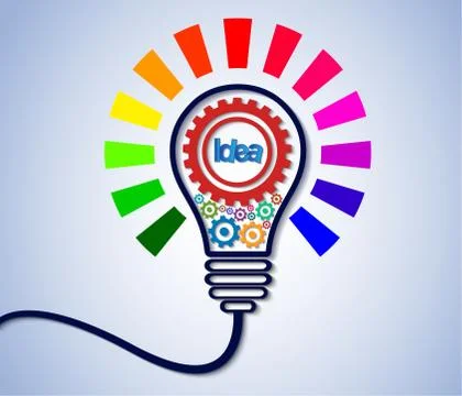 Creative idea concept. light bulb gear colorful icon. Bright idea. business f Stock Illustration