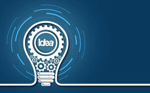 Creative idea concept. light bulb gear colorful icon. isolated background blu Stock-Illustration