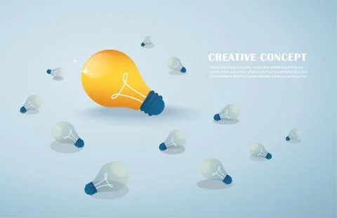 Creative idea concept, light bulbs background vector Stock Illustration