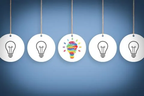 Creative idea concepts with light bulbs on a blue background Stock Illustration