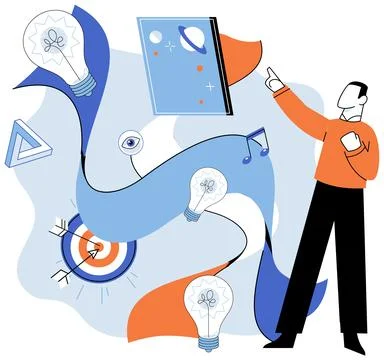 Creative idea. The creative idea metaphor represents journey from imagination to イラスト素材