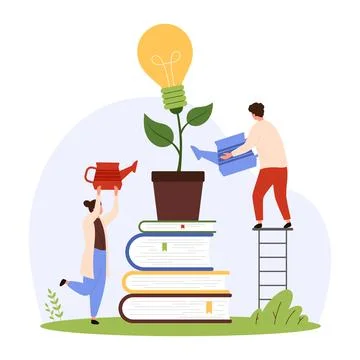 Creative idea development, education, progress in innovation project of tiny 스톡 일러스트