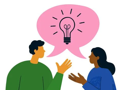 Creative Idea Discussion Teamwork Brainstorming 스톡 일러스트