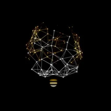Creative idea emblem. Imagination design. Abstract polygonal structure lightbulb Stock Illustration