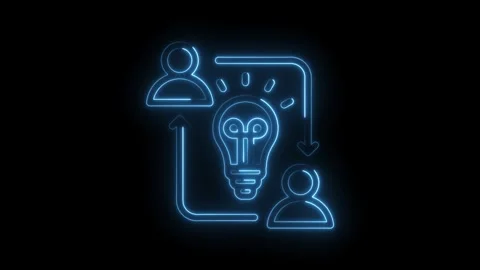 Creative idea exchange glowing concept people sharing ideas in business dig.. Stock Footage 346004408