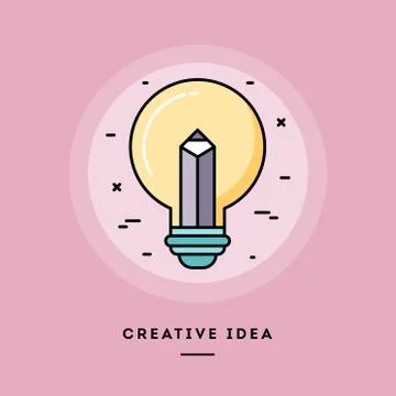 Creative idea, flat design thin line banner. Vector illustration. Stock Illustration
