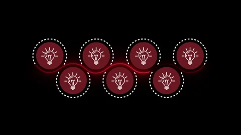 Creative Idea Flow Animation with Light Bulb Icons in Neon Style. Modern In.. 스톡 동영상 337019942