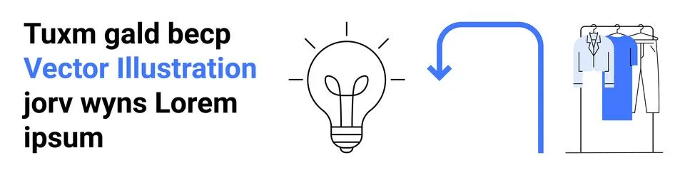 Creative Idea Flow with Lightbulb and Organized Workflow Arrow to Closet Stock Illustration