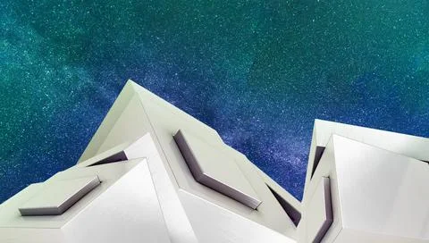 Creative idea. futuristic Geometric Shape Background and Architecture digital Stock Illustration