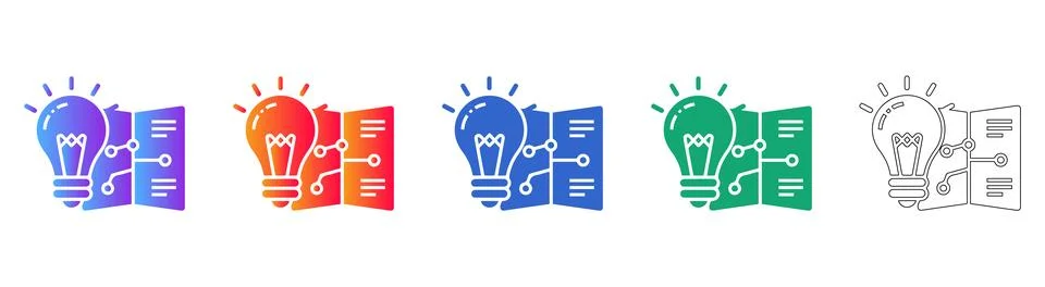 Creative Idea Generation and Development Process Icons Stock Illustration