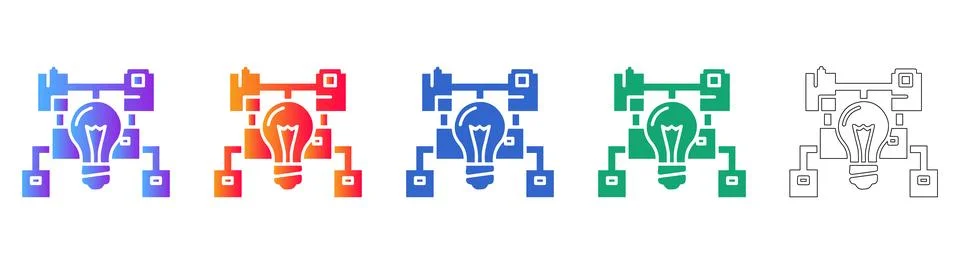 Creative Idea Generation and Innovation Network Icons 스톡 일러스트