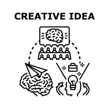 Creative idea generation concept with brainstorming and problem solving Stock Illustration