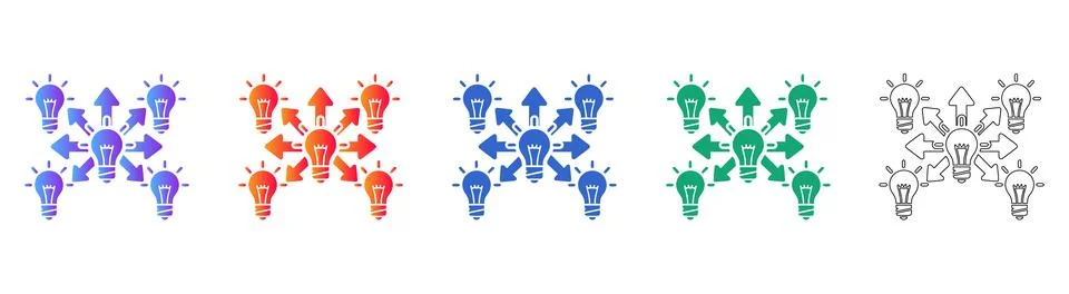Creative Idea Generation Icon Set Stock Illustration