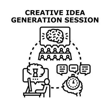 Creative idea generation session planning and teamwork Stock Illustration