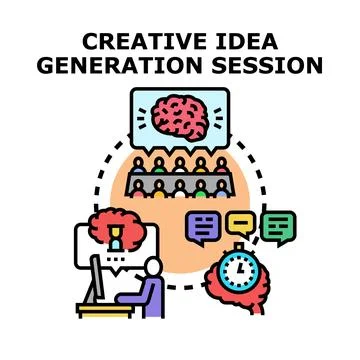 Creative idea generation session planning and teamwork Stock Illustration