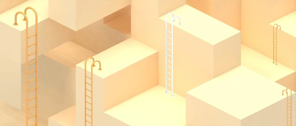 Creative idea. Geometric concepts with ladders of success and leadership Stock Illustration