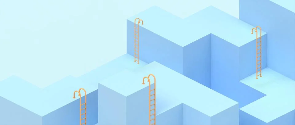 Creative idea. Geometric concepts with ladders of success and business hope Stock Illustration