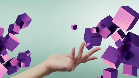 Creative idea Geometry shapes and hands in business concept and application Stock Illustration