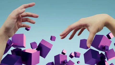 Creative idea Geometry shapes and hands in business concept and application Stock Illustration