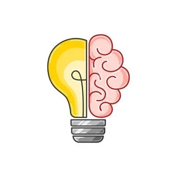 Creative idea half of light blub and brain Stock Illustration
