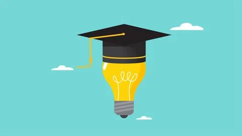 Creative idea with higher education, light bulb idea with graduation cap co.. Stock Illustration
