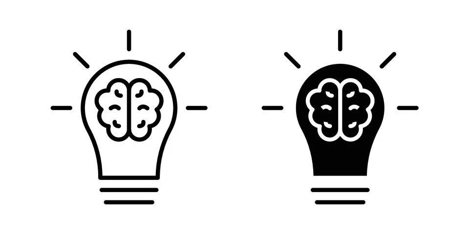 Creative idea icon linear versions pack on white background Stock Illustration