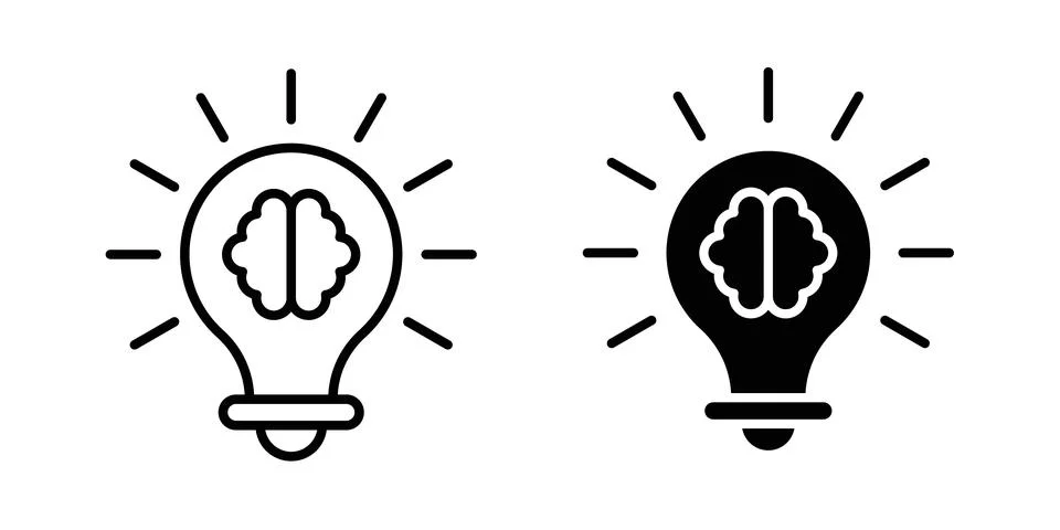 Creative idea icon logo. Outline style icons with flat versions Stock Illustration