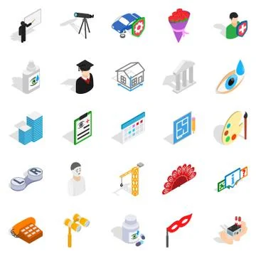 Creative idea icons set, isometric style Stock Illustration