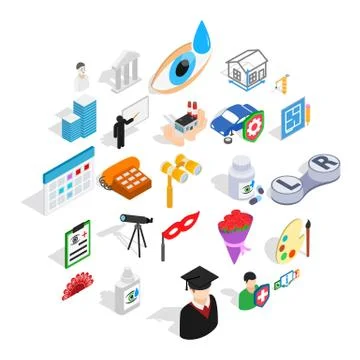Creative idea icons set, isometric style Stock Illustration