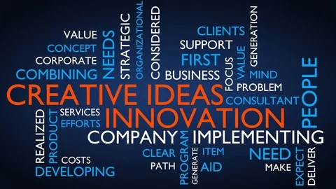 Creative idea, innovation word tag cloud. Loop able, blue variant Stock Footage 83864963