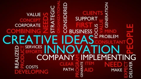 Creative idea, innovation word tag cloud. Loop able, red variant 스톡 동영상 83865531